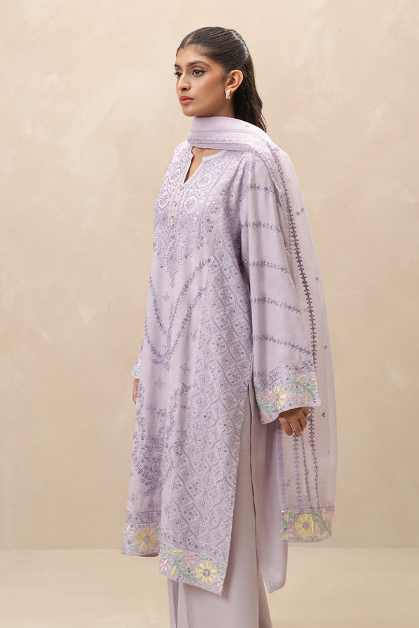 3 PIECE EMBROIDERED RAW SILK SUIT (LUXURY-PRET)