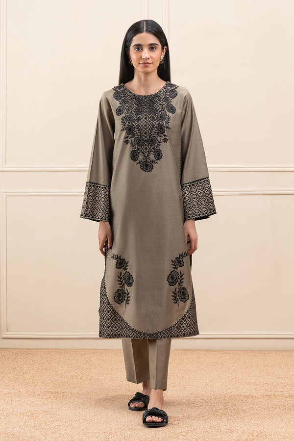 EMBROIDERED TWO TONE  SHIRT (PRET)