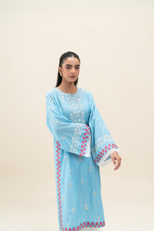 EMBROIDERED CHAMBRAY JACQUARD SHIRT (PRET)