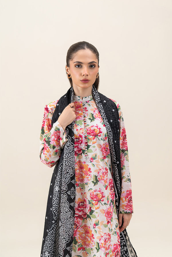 3 PIECE PRINTED LAWN SUIT-FLORA GLEAM (UNSTITCHED)