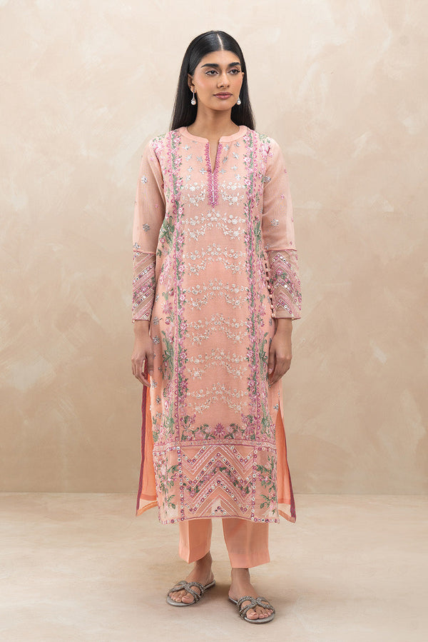 2 PIECE EMBROIDERED COTTON NET SUIT (LUXURY-PRET)