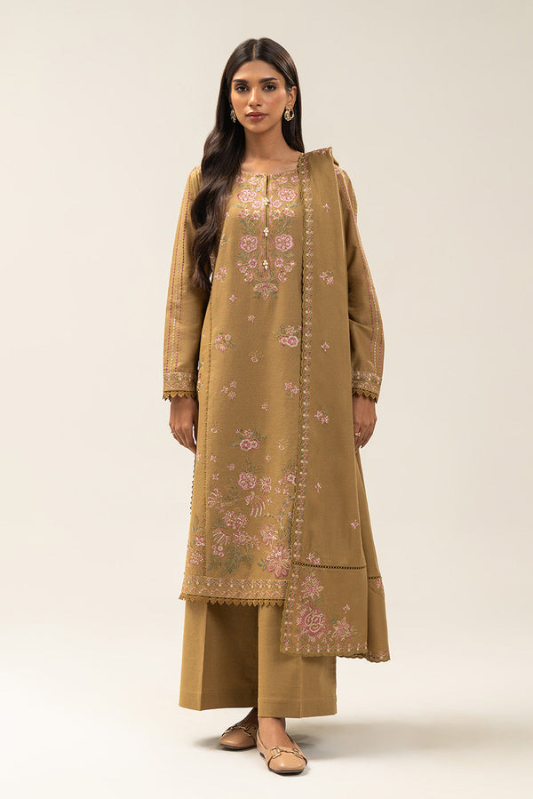 3 PIECE EMBROIDERED KHADDAR SUIT-DAISY FLORET (UNSTITCHED)