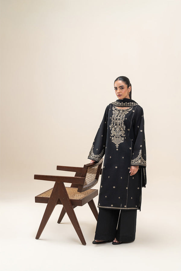 3 PIECE EMBROIDERED KHADDAR SUIT-GRAY DUST