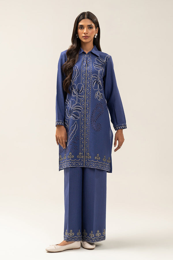 2 PIECE EMBROIDERED SLUB KHADDAR SUIT-MYSTICAL MARINE (UNSTITCHED)