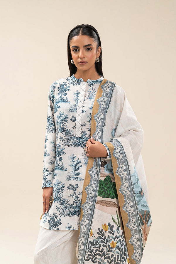 3 PIECE PRINTED SLUB KHADDAR SUIT-WHIMSICAL TALE (UNSTITCHED)