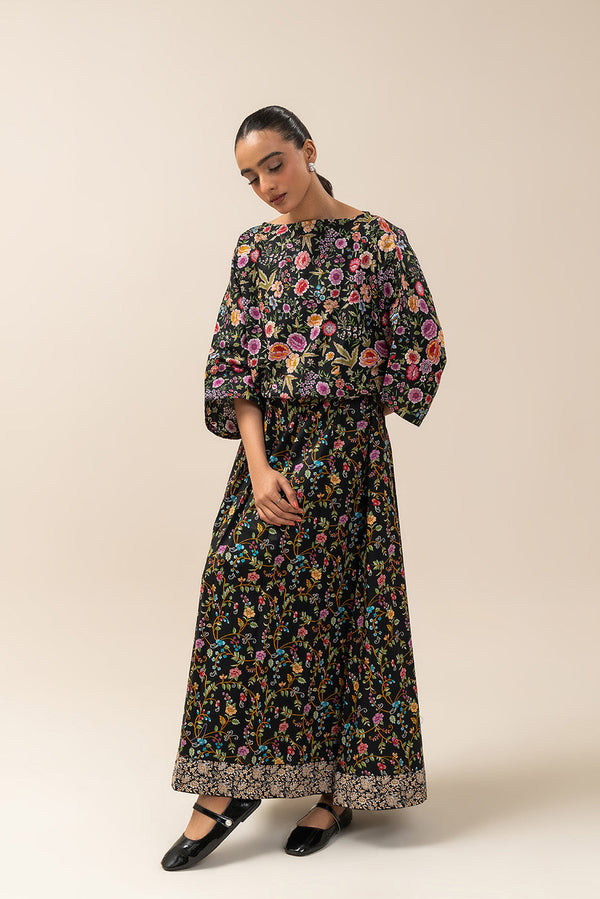 2 PIECE PRINTED CAMBRIC SUIT-ONYX GLOOM (UNSTITCHED)