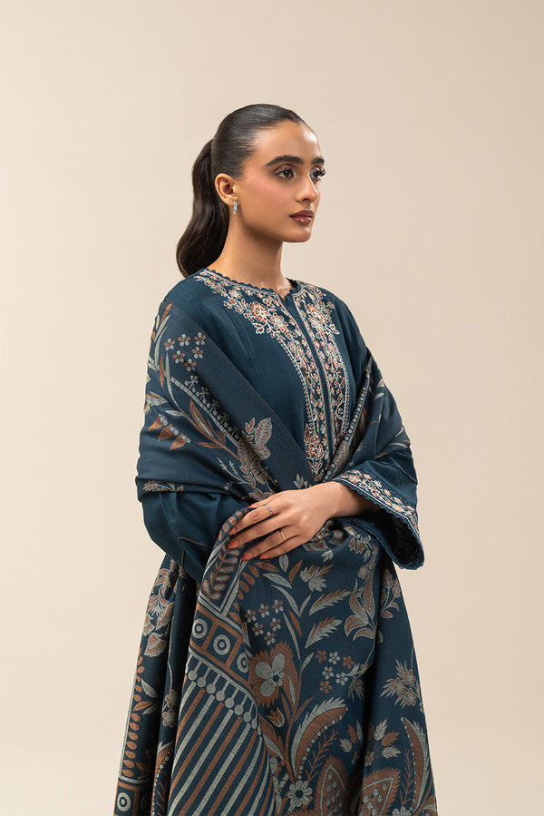 3 PIECE EMBROIDERED SLUB KHADDAR SUIT-AEGEAN DREAM (UNSTITCHED)