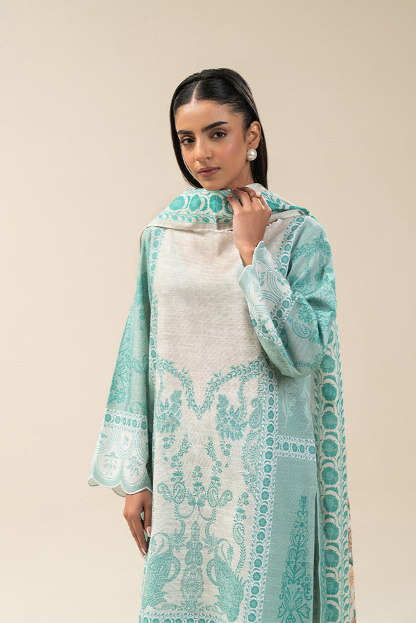 3 PIECE PRINTED SLUB KHADDAR SUIT-SAPPHIRE BLOOM (UNSTITCHED)