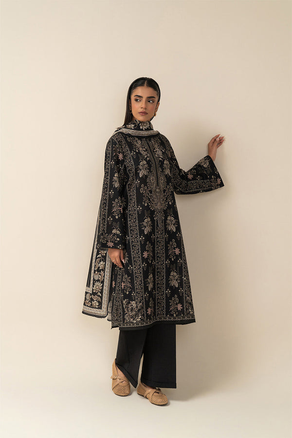 3 PIECE PRINTED SLUB KHADDAR SUIT-RAVEN REEF (UNSTITCHED)
