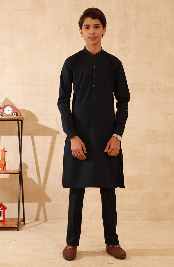 SUMMER'25 TEENS KURTA PAJAMA CASUAL NAVY BLUE