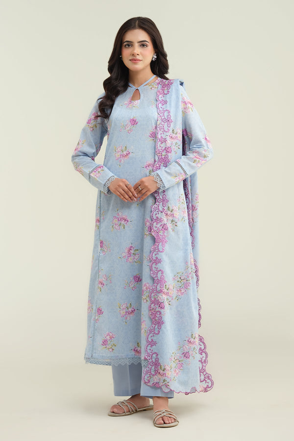 3 Piece - Printed & Embroidered Suit - C6221