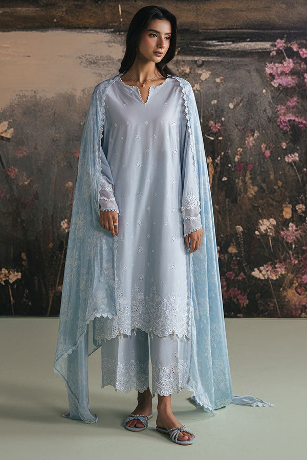 WHISPY BLUE-3PC LAWN EMBROIDERED SUIT