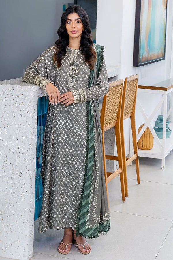 FOREST MIST-3PC SATIN PRINTED SUIT