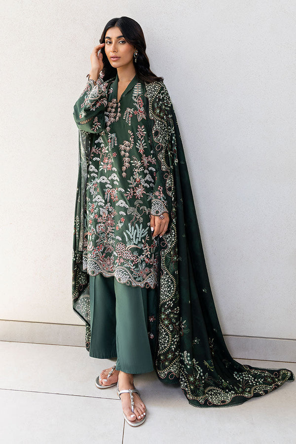 GREEN ORNATE-3PC SATIN EMBROIDERED SUIT