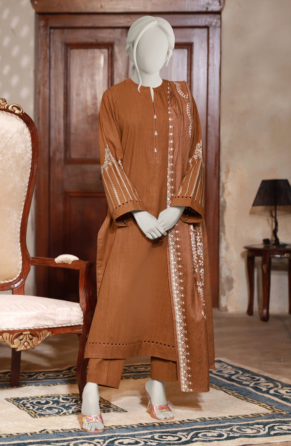 EMBROIDERED CROSS HATCH STITCHED 3 PIECE