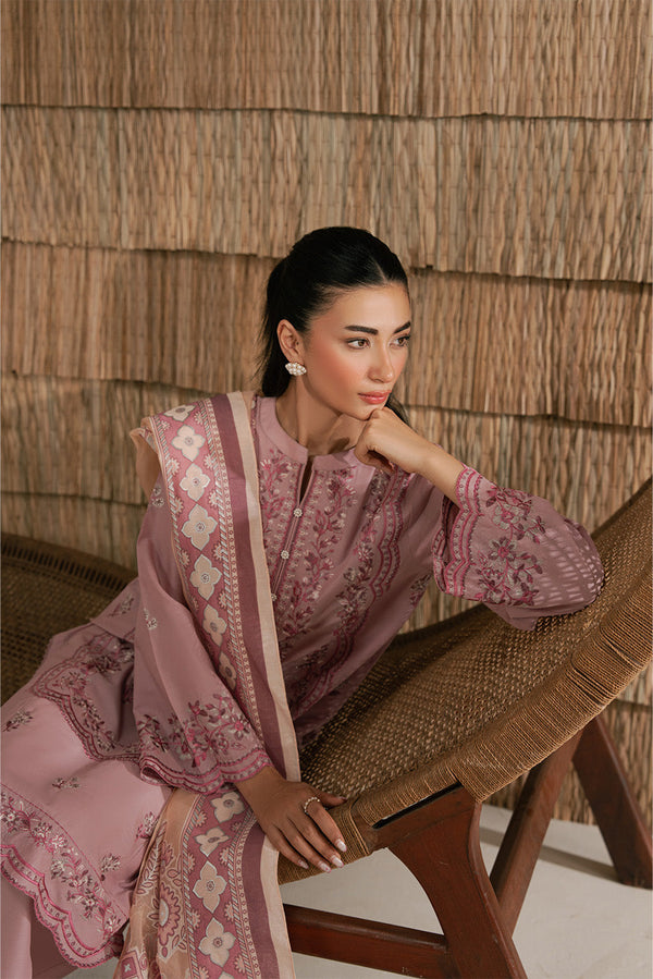 3 PIECE EMBROIDERED LAWN SUIT-PINK ALLURE (UNSTITCHED)