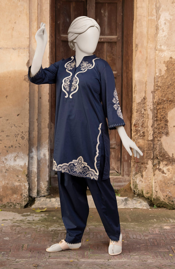 EMBROIDERED CAMBRIC STITCHED 2 PIECE