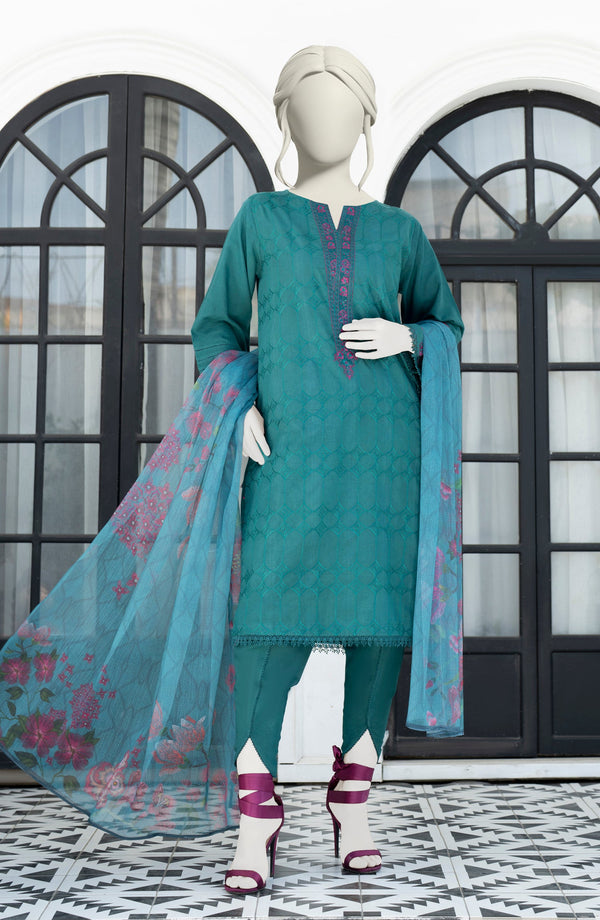 EMBROIDERED CAMBRIC 3PCS UNSTITCHED