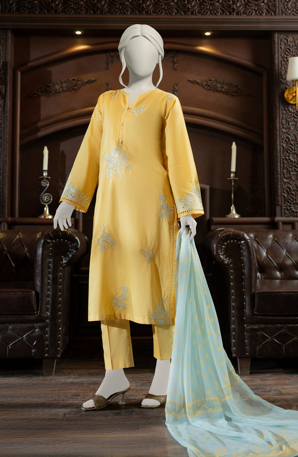 EMBROIDERED CAMBRIC 3PCS UNSTITCHED