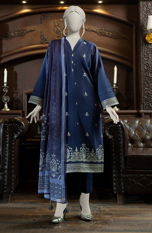 EMBROIDERED CAMBRIC 3PCS UNSTITCHED