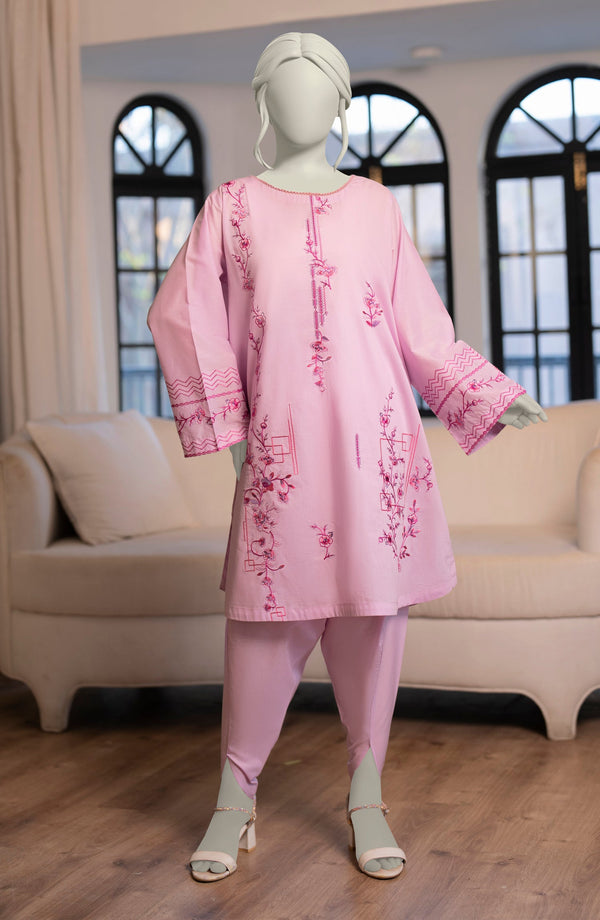 EMBROIDERED CAMBRIC STITCHED 2 PIECE