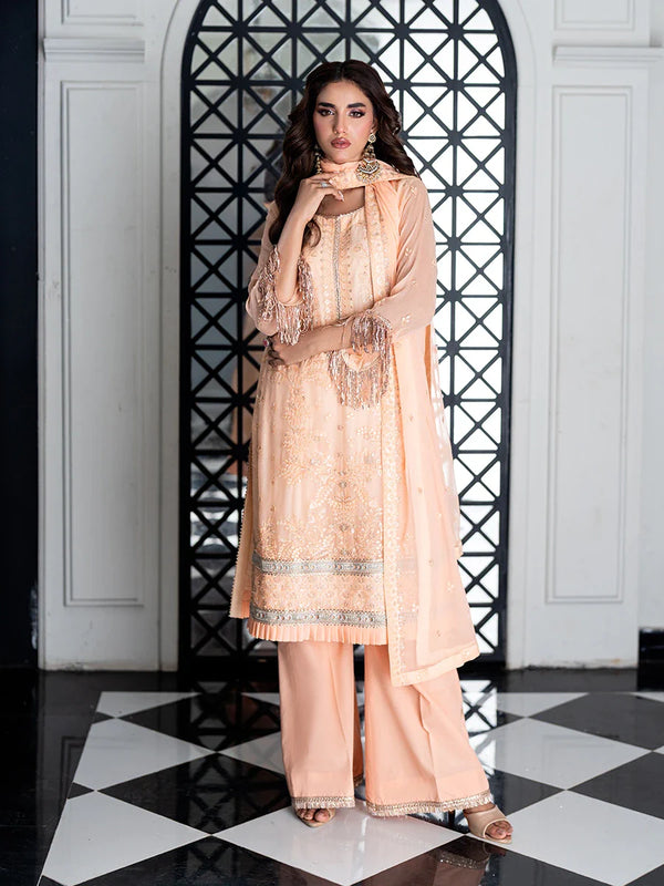 3PC Unstitched Chiffon Embroidered Suit (CH054)