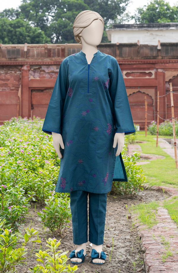 EMBROIDERED CHAMBRAY STITCHED 2 PIECE