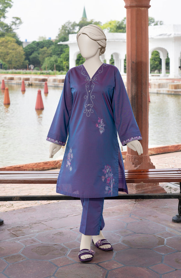 EMBROIDERED CHAMBRAY STITCHED 2 PIECE