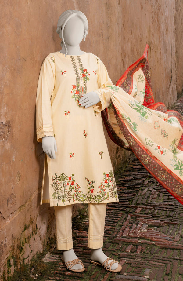 EMBROIDERED CROSS HATCH STITCHED 3 PIECE