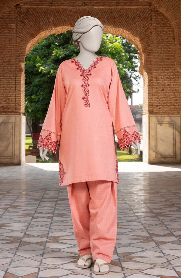 EMBROIDERED CROSS HATCH 2PCS UNSTITCHED