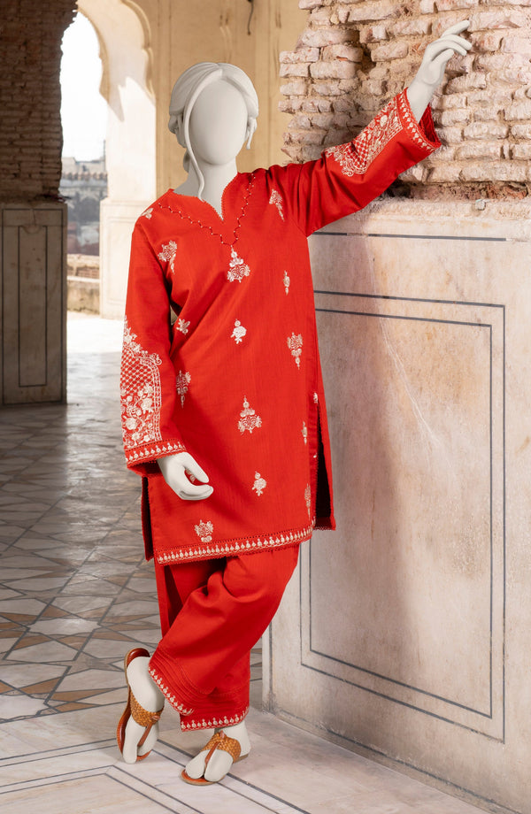 EMBROIDERED CROSS HATCH 2PCS UNSTITCHED