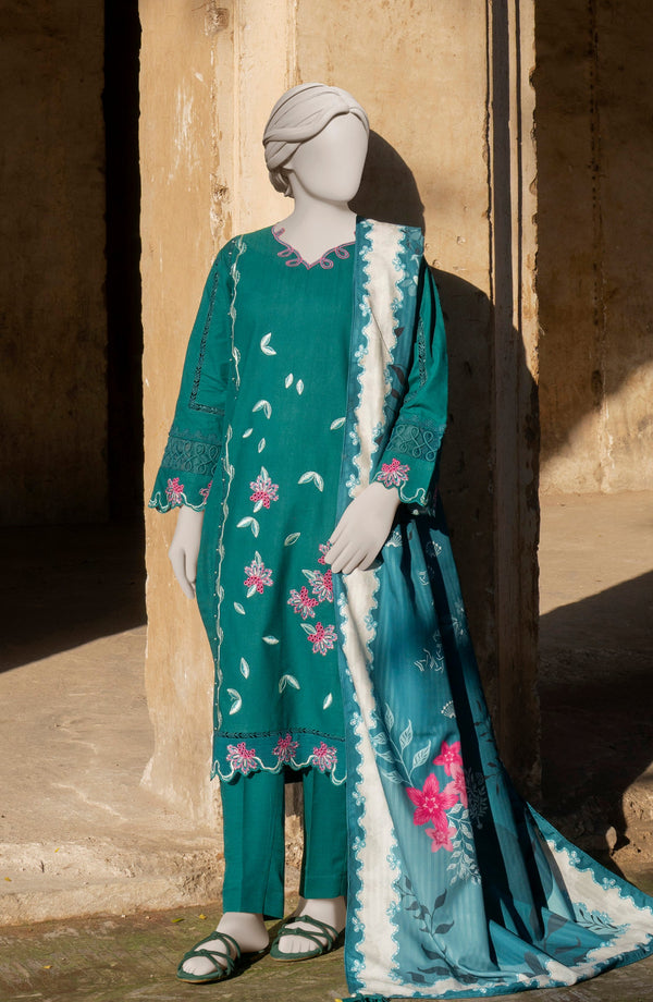 EMBROIDERED KHADDAR 3PCS UNSTITCHED