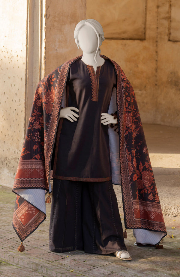 EMBROIDERED KHADDAR 3PCS UNSTITCHED