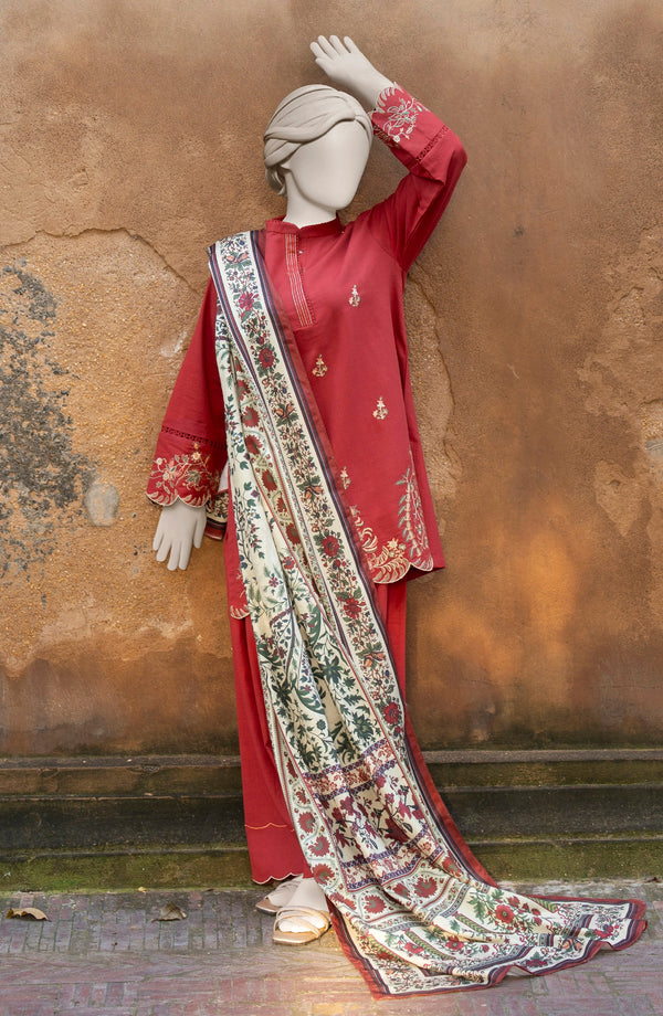 EMBROIDERED KHADDAR 3PCS UNSTITCHED