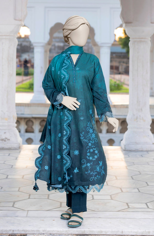 EMBROIDERED TWILL VISCOSE 3 PCS UNSTITCHED