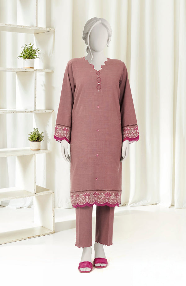 EMBROIDERED CROSS HATCH 2PCS UNSTITCHED