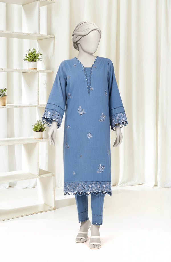 EMBROIDERED CROSS HATCH 2PCS UNSTITCHED