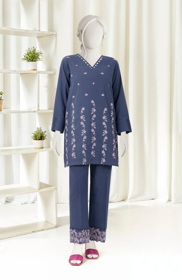 EMBROIDERED CROSS HATCH 2PCS UNSTITCHED