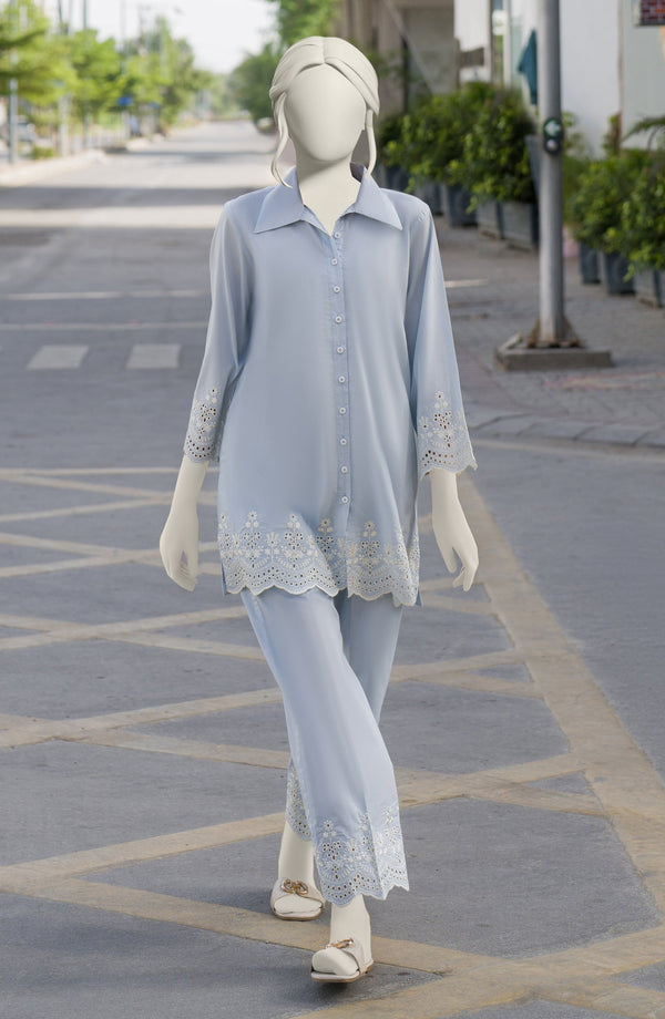 EMBROIDERED CAMBRIC STITCHED 2 PIECE