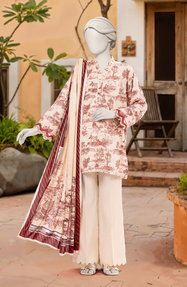 PRINTED TEXTURED VISCOSE 3PCS UNSTITCHED