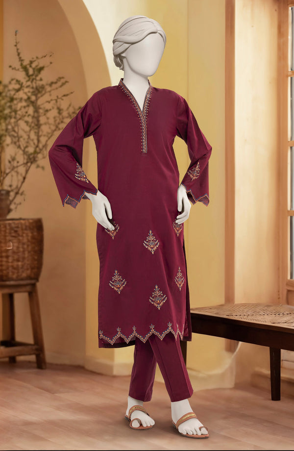 EMBROIDERED CHAMBRAY STITCHED 2 PIECE