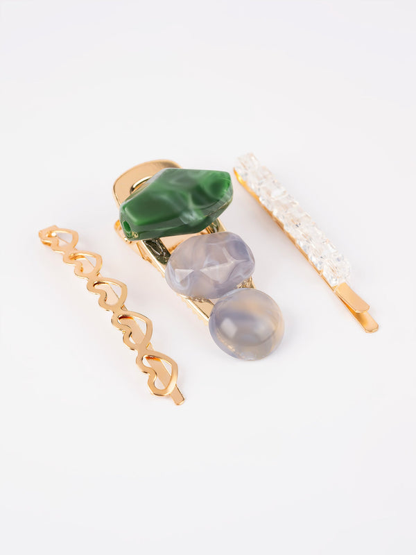 Stone Embellished Hair Clips