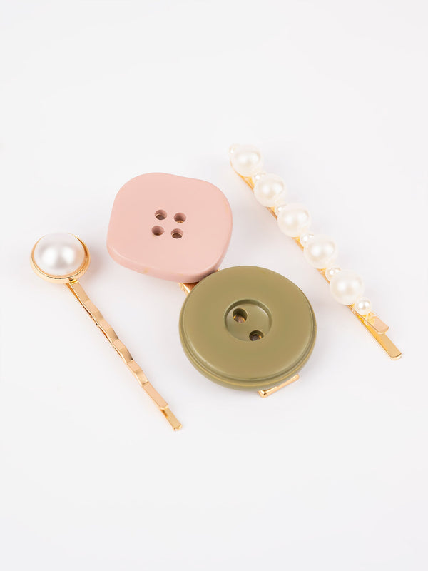 Buttoned Hair Clips