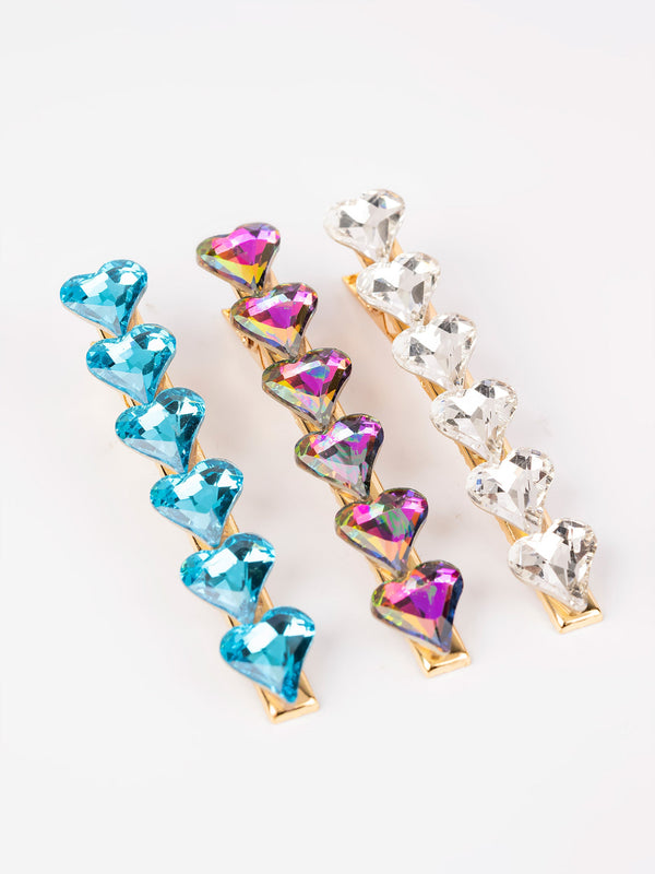 Beaded Heart Hair Clips