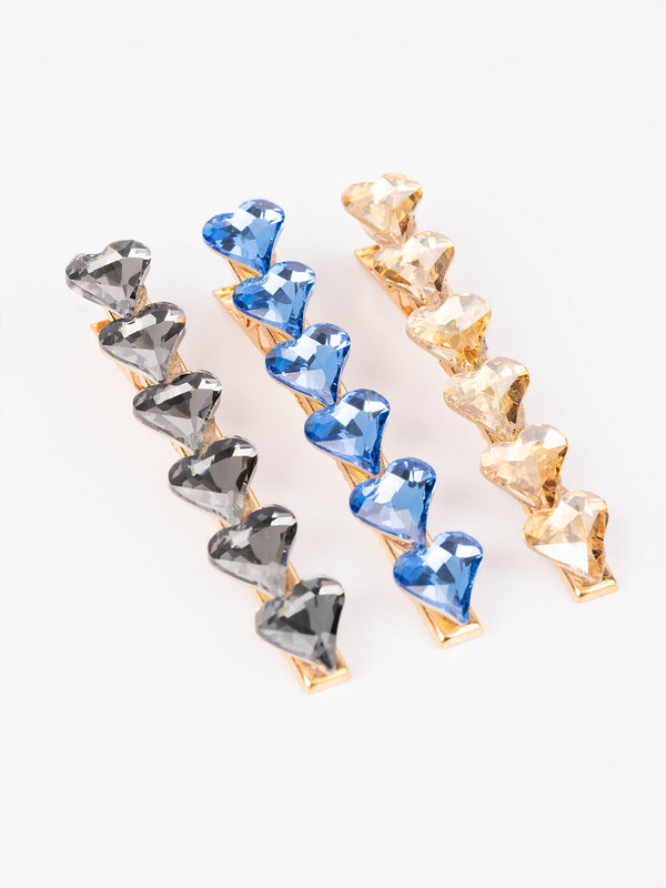 Beaded Heart Hair Clips