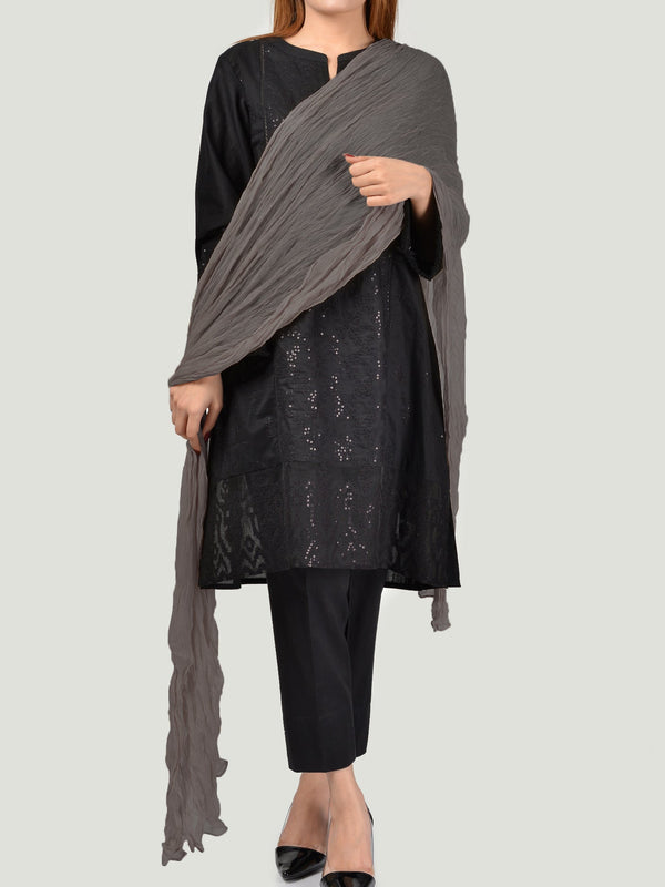 Crushed Dupatta-Grey