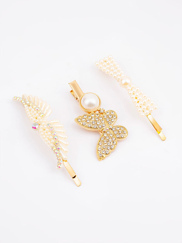 Pearl Embellished Hair Clip Set