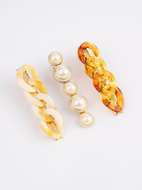 Chain Embellished Hair Clip Set