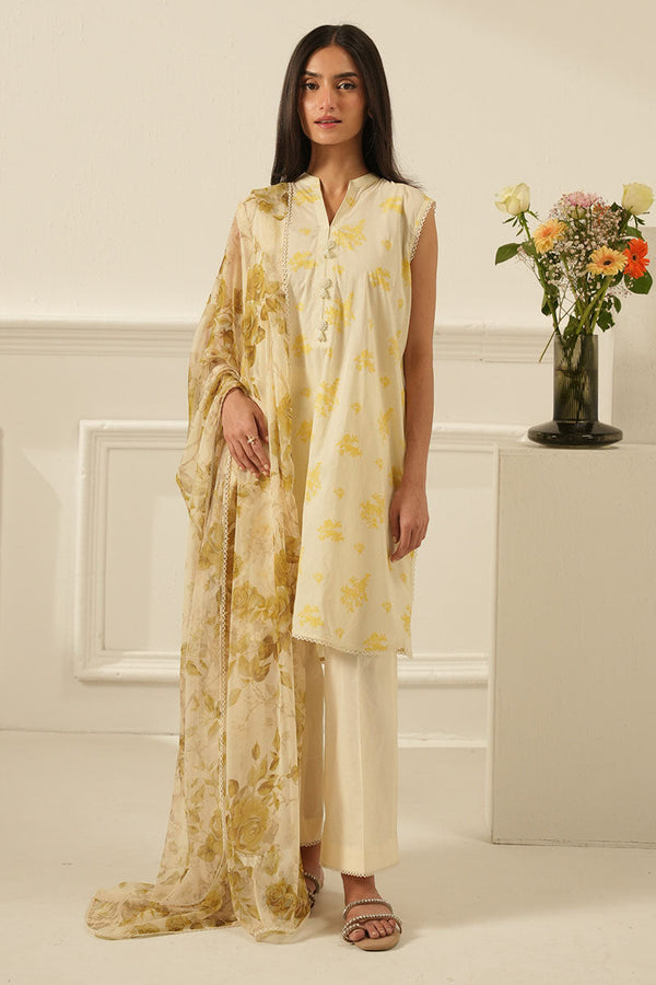 MUSTARD MELODY-3 PC PRINTED LAWN SUIT