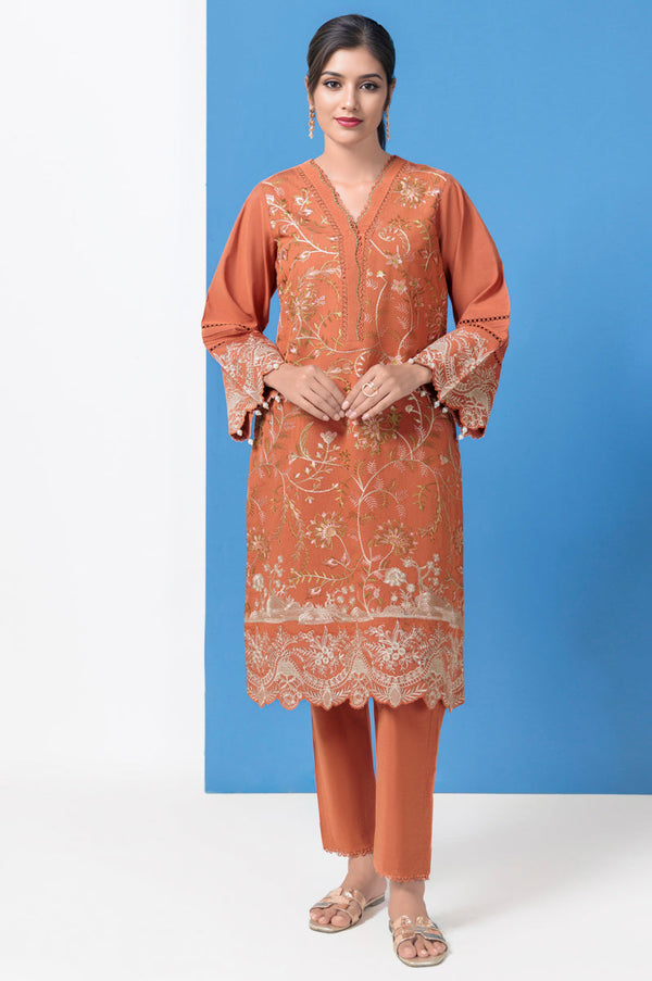 Rust-Cotton Silk-2 Piece (WPS25SE2023)